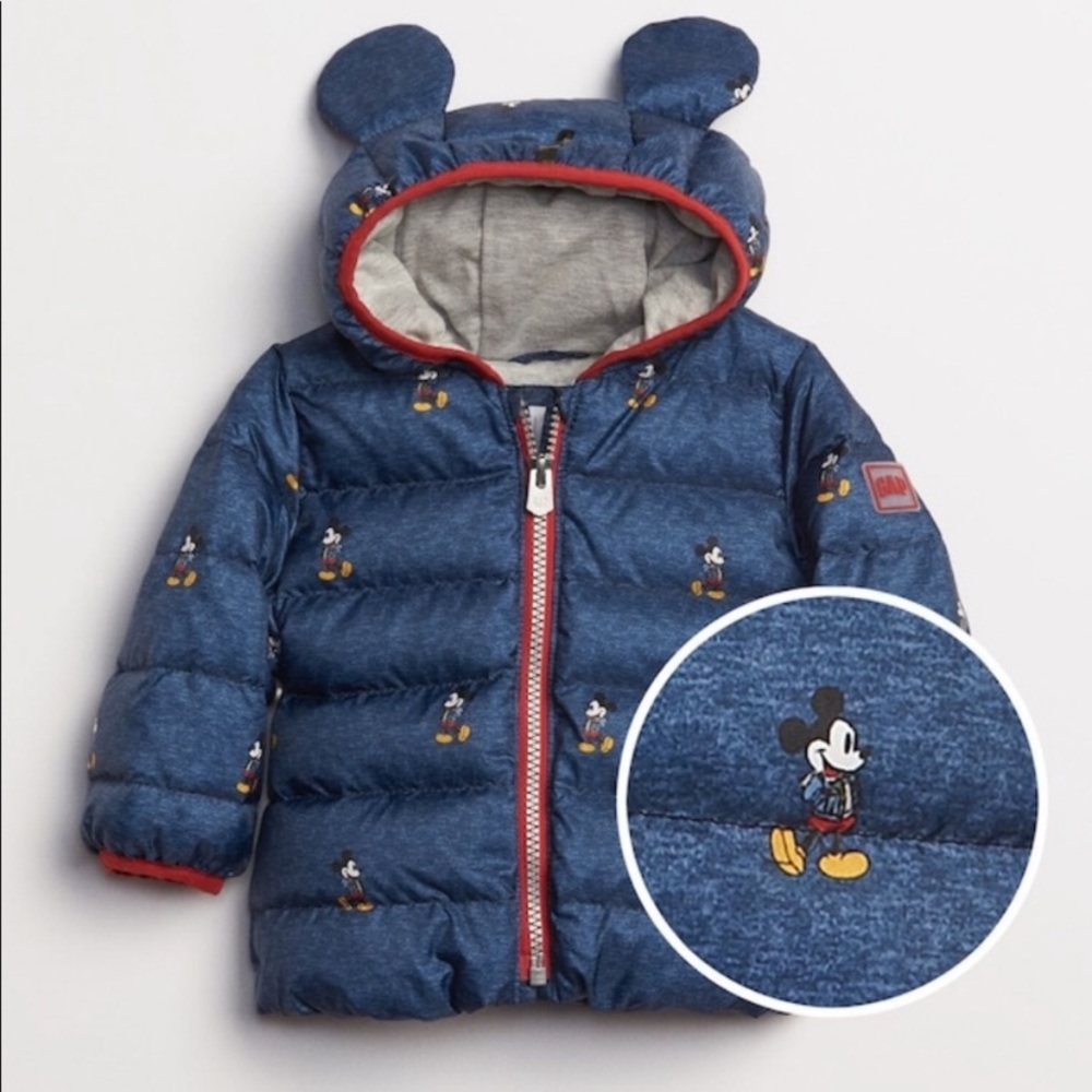 6M Gap Disney Baby Down Fill Mickey Mouse Ears Puffer Jacket